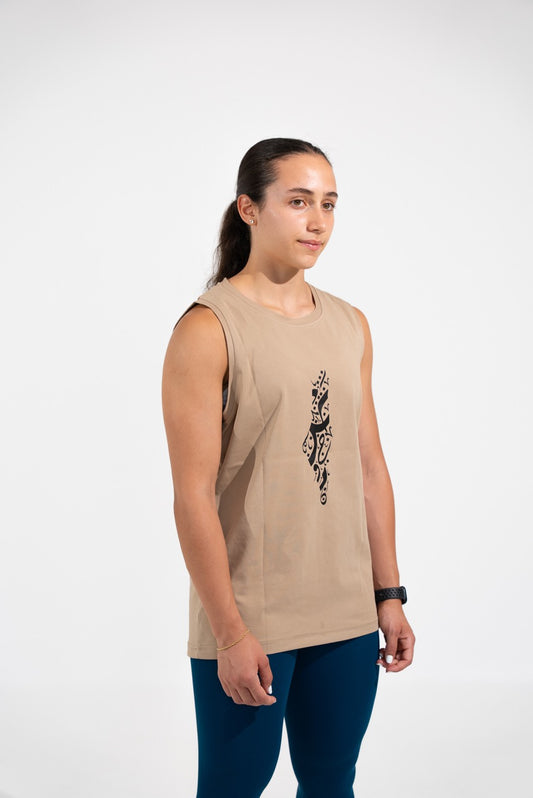 Tank Top - Palestine Calligraphy - Mocha