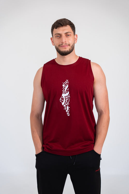 Tank Top - Palestine Calligraphy - Burgundy