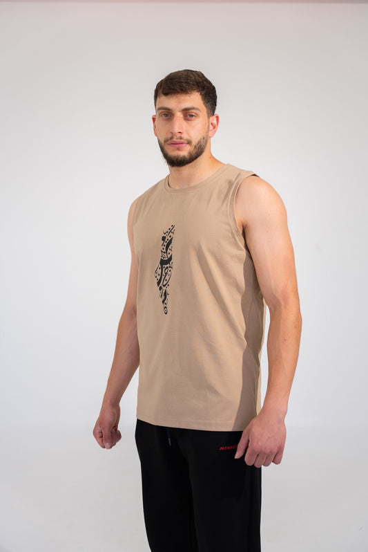 Tank Top - Palestine Calligraphy - Mocha