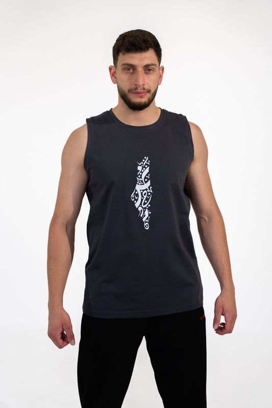 Tank Top - Palestine Calligraphy - Grey
