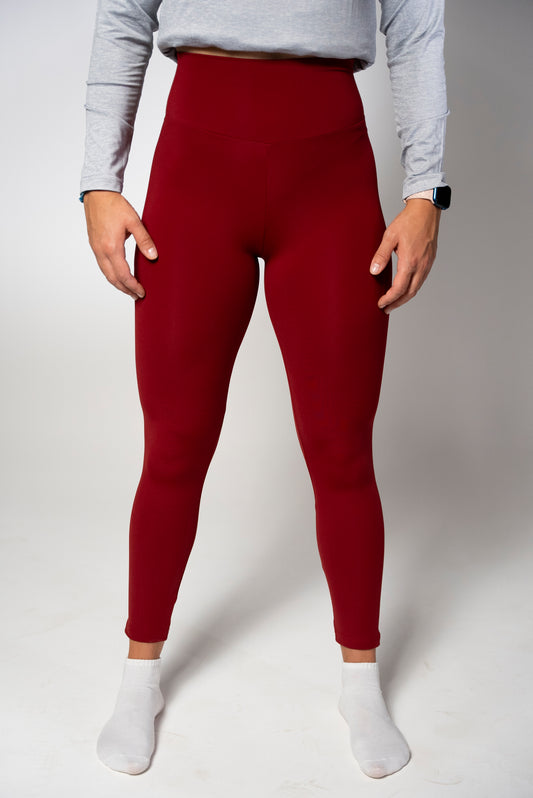 Everyday High Waisted Leggings - Burgundy