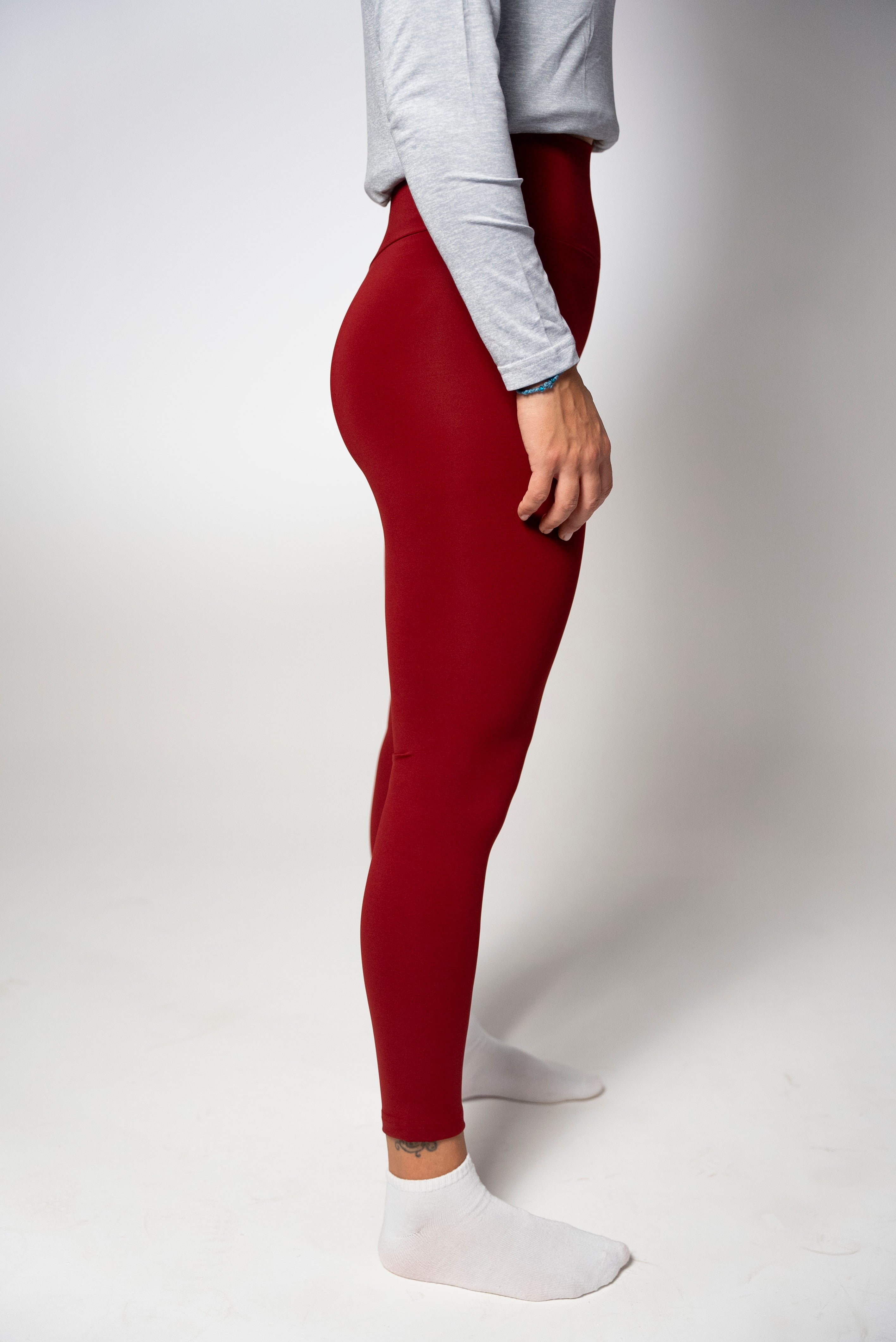 Everyday High Waisted Leggings Burgundy