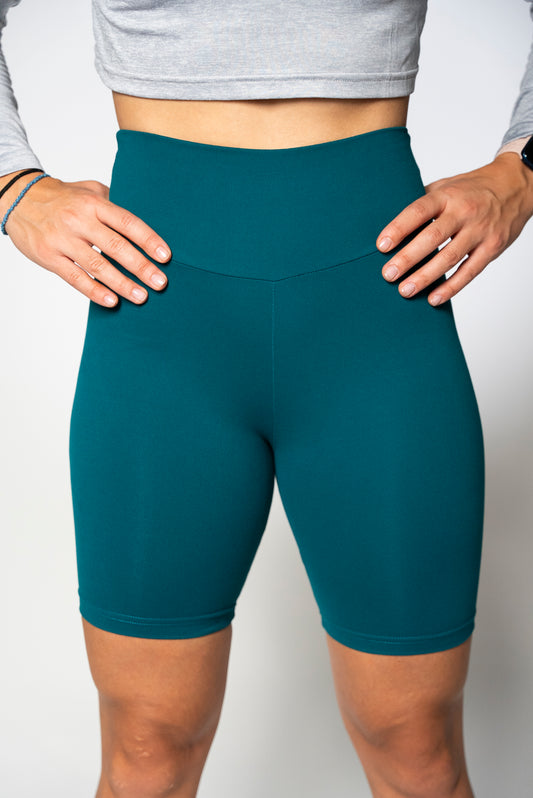 High Waisted Biker Shorts - Emerald